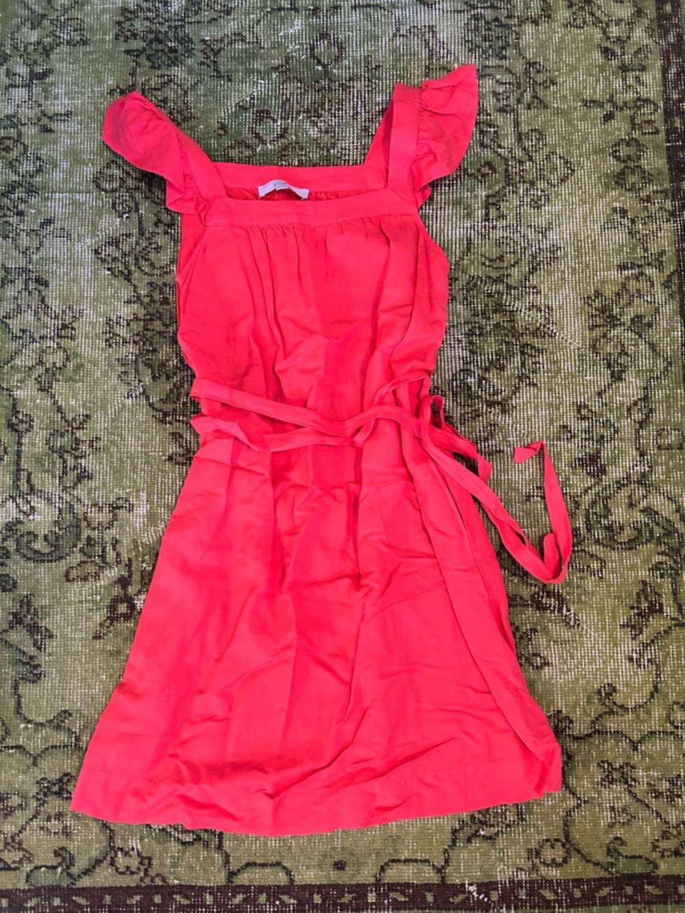 LOFT Coral Pink Ruffle-Sleeve Midi Dress